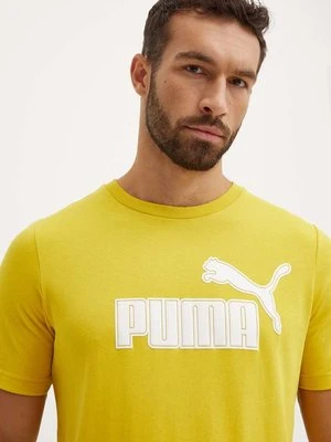 Puma t-shirt męski kolor żółty z nadrukiem 681861