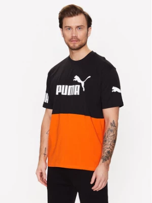 Puma T-Shirt Power Colourblock 673321 Pomarańczowy Relaxed Fit