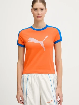 Puma t-shirt PUMA x FENTY damski kolor pomarańczowy 636184