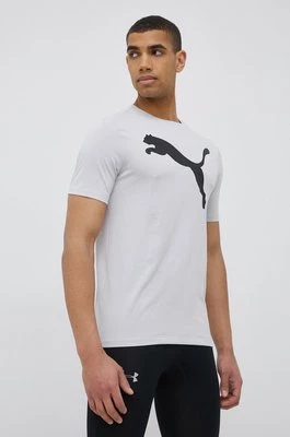 Puma t-shirt treningowy Active Big Logo 586724 kolor szary z nadrukiem