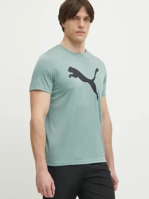 Puma t-shirt treningowy Tad Essentials Solid Cat kolor zielony z nadrukiem 525921