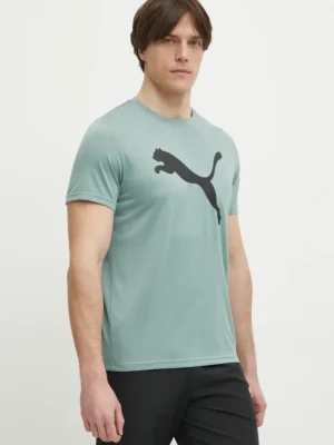 Puma t-shirt treningowy Tad Essentials Solid Cat kolor zielony z nadrukiem 525921