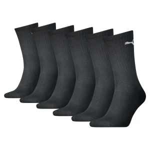 PUMA Unisex Crew Socks 6 pack, Odzież, Czarny,