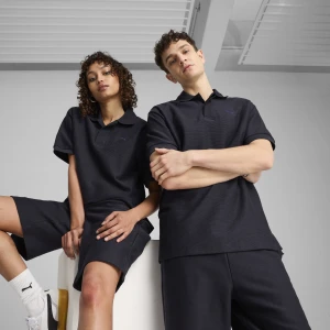 PUMA Żakardowa koszulka polo o luźnym kroju unisex PREMIUM ESS, Odzież, Niebieski,