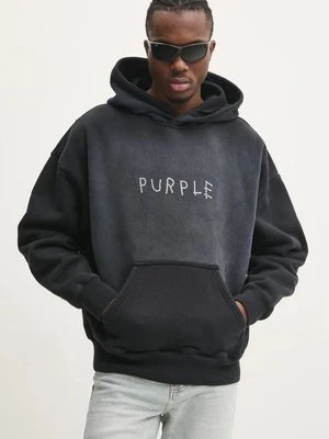 PURPLE BRAND bluza bawełniana HWT FLEECE PO HOODY męska kolor szary z kapturem z aplikacją P401-HBSS125