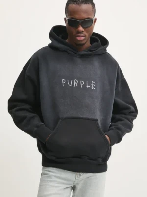 PURPLE BRAND bluza bawełniana HWT FLEECE PO HOODY męska kolor szary z kapturem z aplikacją P401-HBSS125