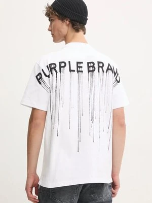 PURPLE BRAND t-shirt bawełniany HWT JERSEY SS TEE męski kolor biały z nadrukiem P117-HWWD125