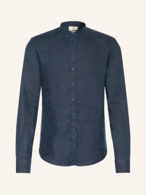q1 Manufaktur Lniana Koszula O Kroju Slim Relaxed Fit Z Kołnierzem Stójką blau