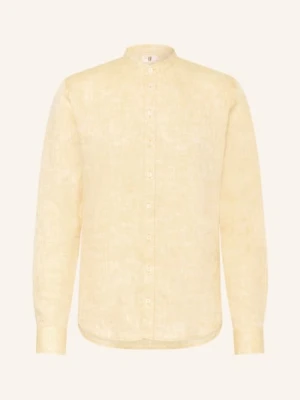 q1 Manufaktur Lniana Koszula O Kroju Slim Relaxed Fit Z Kołnierzem Stójką gelb