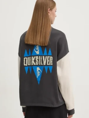 Quiksilver bluza bawełniana Block Screen damska kolor szary z nadrukiem EQYFT04992