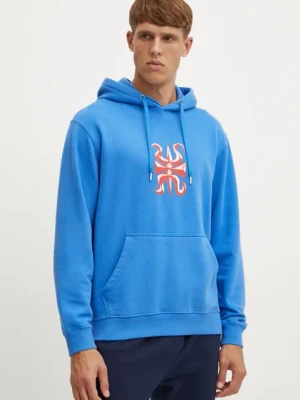 Quiksilver bluza Mercury Hoodie męska kolor niebieski z kapturem z nadrukiem AQYFT03399