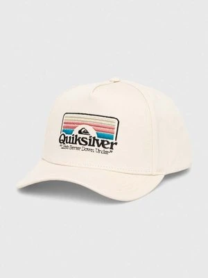 Quiksilver czapka z daszkiem bawełniana kolor beżowy z aplikacją