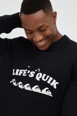 Quiksilver sweter z domieszką wełny męski kolor czarny