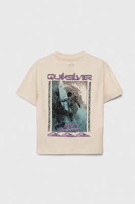Quiksilver t-shirt bawełniany dziecięcy BACKFLASHSSYTH kolor beżowy z nadrukiem