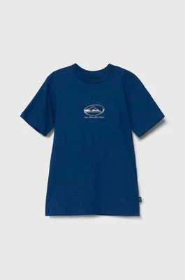 Quiksilver t-shirt bawełniany dziecięcy CHROME LOGO kolor niebieski z nadrukiem