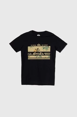 Quiksilver t-shirt bawełniany dziecięcy TROPICALRAINYTH kolor czarny z nadrukiem