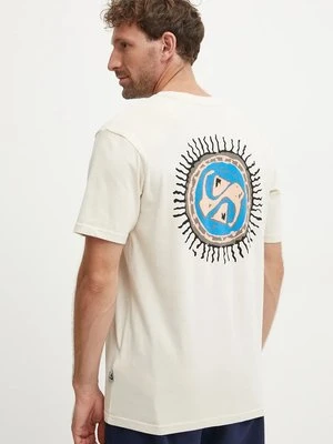 Quiksilver t-shirt bawełniany Fun Zone męski kolor beżowy z nadrukiem EQYZT07831