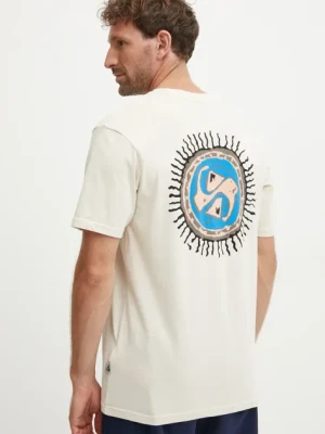 Quiksilver t-shirt bawełniany Fun Zone męski kolor beżowy z nadrukiem EQYZT07831