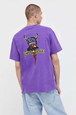 Quiksilver t-shirt bawełniany kolor fioletowy z nadrukiem