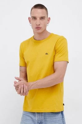 Quiksilver T-shirt bawełniany kolor żółty gładki