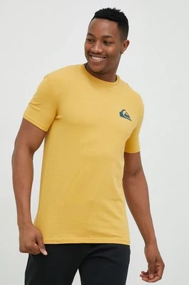 Quiksilver t-shirt bawełniany kolor żółty gładki