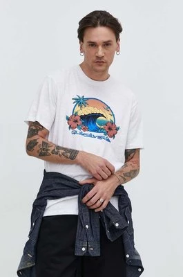 Quiksilver t-shirt bawełniany męski kolor biały z nadrukiem