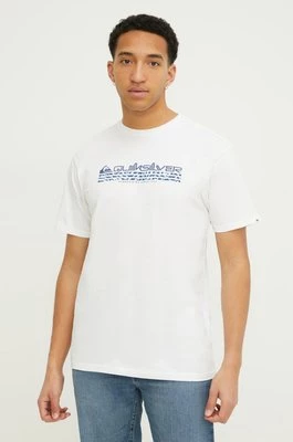 Quiksilver t-shirt bawełniany męski kolor biały z nadrukiem
