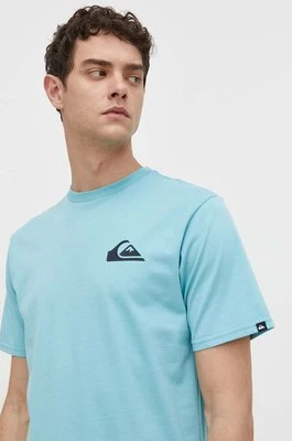 Quiksilver t-shirt bawełniany męski kolor niebieski z nadrukiem