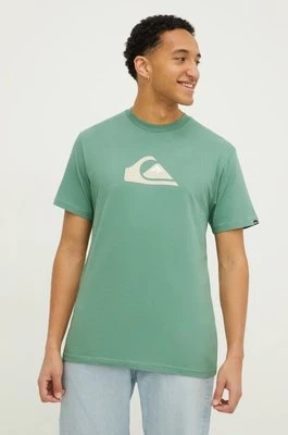 Quiksilver t-shirt bawełniany męski kolor zielony z nadrukiem