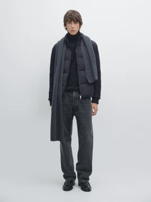 Quilted Down-Blend Knit Jacket - Granatowy - - Massimo Dutti - Male