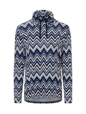 RABE Damska koszulka z długim rękawem Kobiety wiskoza niebieski wzorzysty,