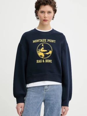 Rag & Bone bluza damska kolor granatowy z nadrukiem WCC25PH021V121