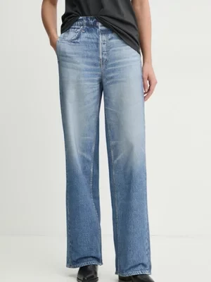 Rag & Bone jeansy damskie kolor niebieski szerokie high waist WCW23F70018201