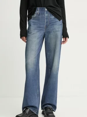 Rag & Bone jeansy damskie kolor niebieski szerokie high waist WCW23F70018201