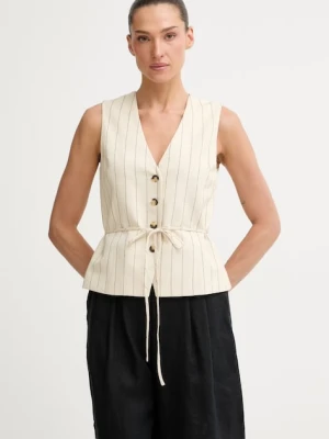 rag & bone kamizelka jednorzędowa damska z dodatkiem lnu Paulette