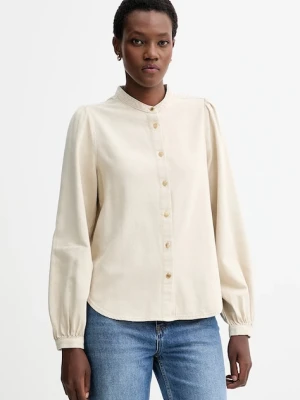 Rag & Bone koszula damska kolor beżowy regular ze stójką RJ0225FSUSS
