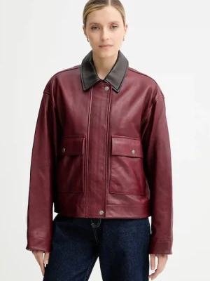 Rag & Bone kurtka skórzana kolor bordowy przejściowa oversize RA5A25F0MCR