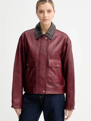 Rag & Bone kurtka skórzana kolor bordowy przejściowa oversize RA5A25F0MCR