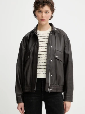 Rag & Bone kurtka skórzana kolor brązowy przejściowa oversize WAW25P2000LT00