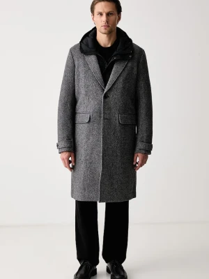 rag & bone płaszcz męski z wełną Stockton szary