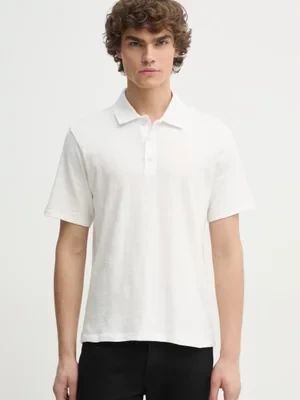 Rag & Bone polo bawełniane kolor biały gładki MBC23FT012CA12