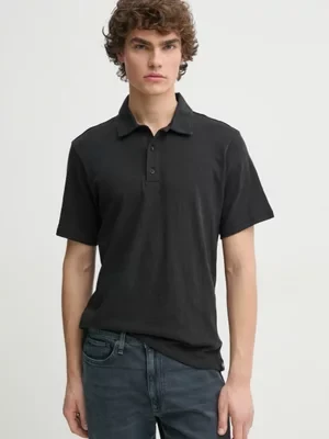 Rag & Bone polo bawełniane kolor czarny gładki MBC23FT012CA12