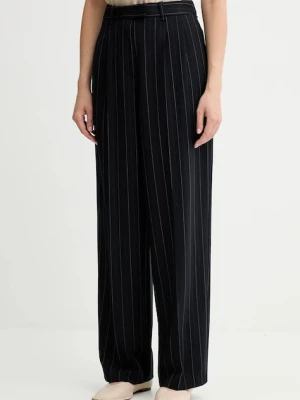 Rag & Bone spodnie z dodatkiem wełny kolor granatowy proste high waist RA1H25F7MCN