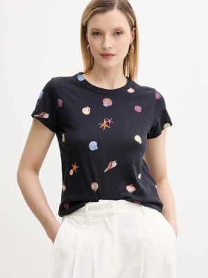 Rag & Bone t-shirt bawełniany damski kolor granatowy WCC25PT016CH16
