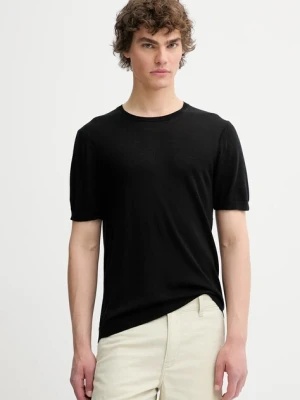 Rag & Bone t-shirt wełniany męski kolor czarny gładki MBS25P017BM17