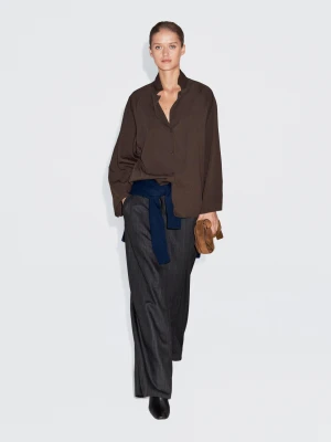 Raglan Sleeve Textured Shirt - Brązowy - - Massimo Dutti - Female