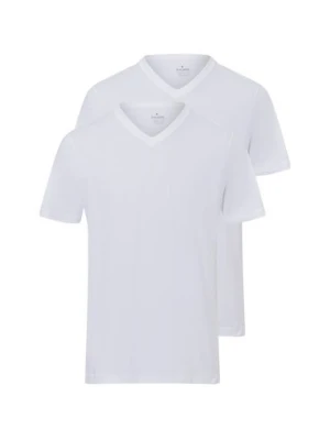 Ragman Męska koszulka z podwójnym zapięciem Mężczyźni Bawełna biały jednolity,