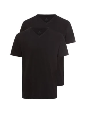 Ragman Męska koszulka z podwójnym zapięciem Mężczyźni Bawełna czarny jednolity,