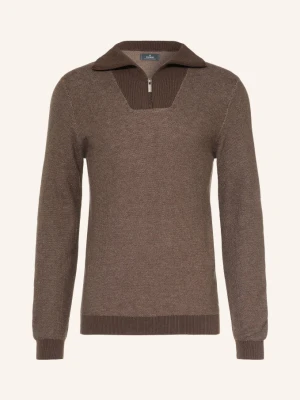 Ragman Sweter Typu Troyer Z Dzianiny Piqué braun CIEMNOBRĄZOWY