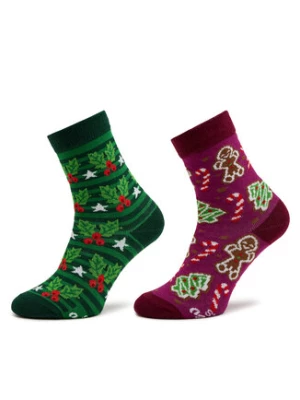 Rainbow Socks Zestaw 2 par wysokich skarpet dziecięcych Xmas Socks Balls Kids Gift Pak 2 Kolorowy